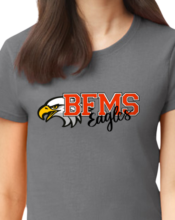 Women's Charcoal Gray Short Sleeve - BFMS Cursive Logo