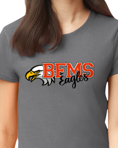 Women's Charcoal Gray Short Sleeve - BFMS Cursive Logo