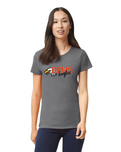 Women's Charcoal Gray Short Sleeve - BFMS Cursive Logo