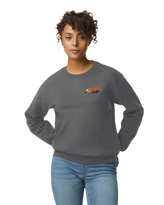 Unisex Charcoal Gray Sweatshirt Front and Back BFMS Logo