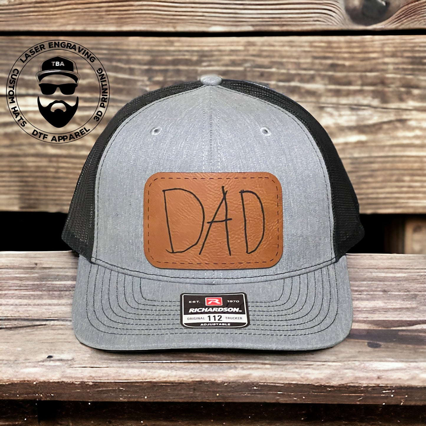 Custom Leather Patch Hat with Handwritten Note