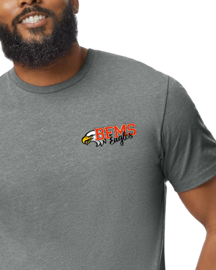 Men's Charcoal Gray T-Shirt w/ Front and Back BFMS Logo