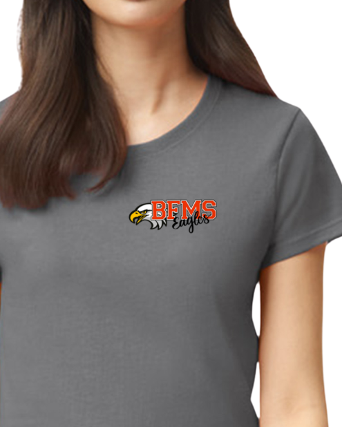 Women's Charcoal Gray T-Shirt w/ Front and Back BFMS Logo