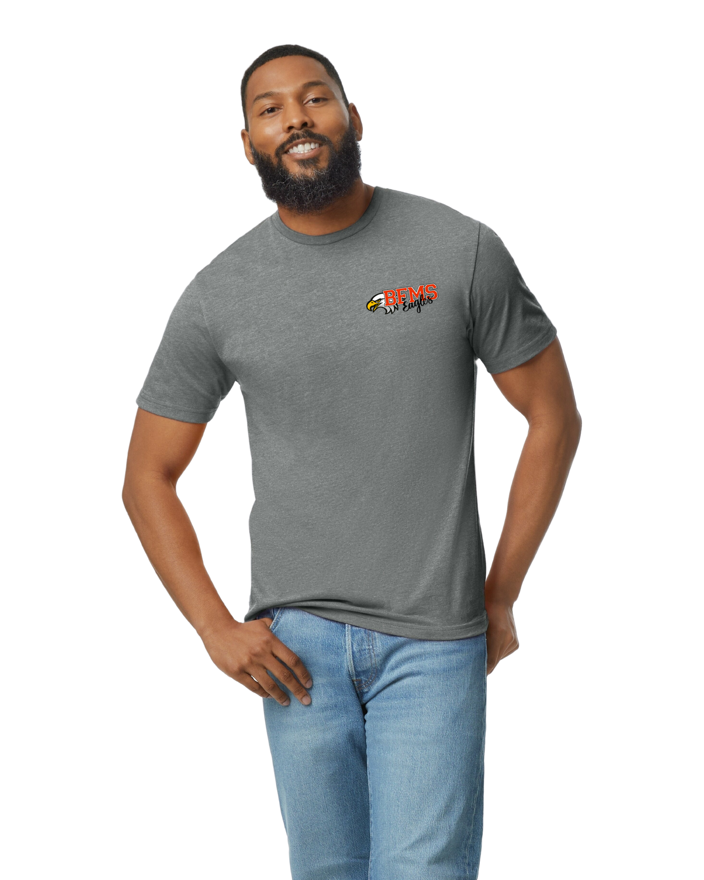 Men's Charcoal Gray T-Shirt w/ Front and Back BFMS Logo