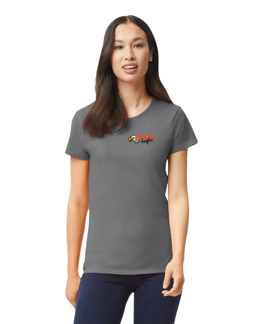 Women's Charcoal Gray T-Shirt w/ Front and Back BFMS Logo