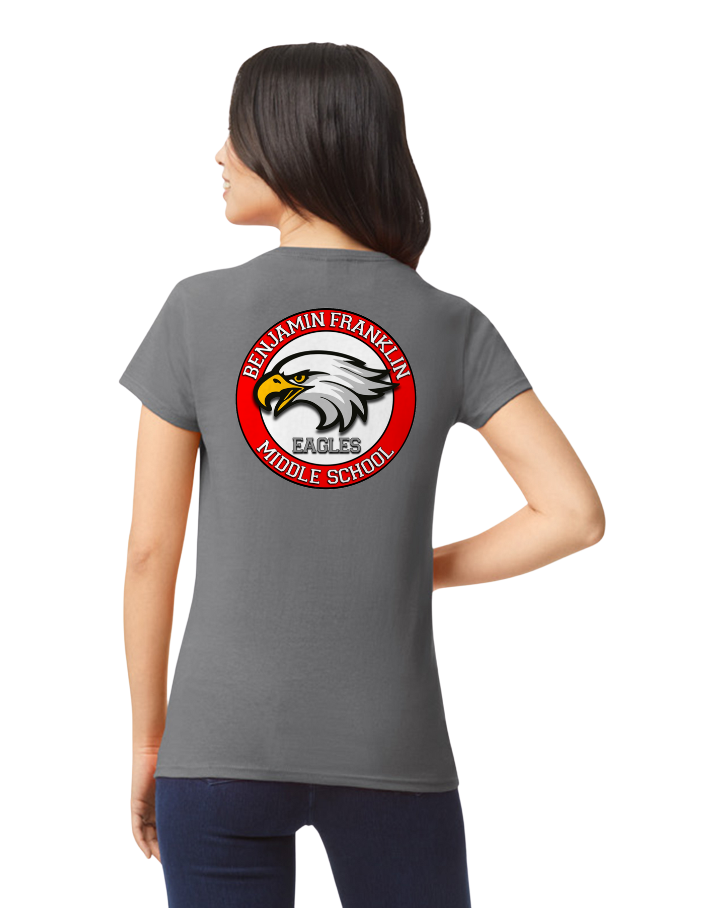 Women's Charcoal Gray T-Shirt w/ Front and Back BFMS Logo