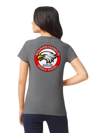 Women's Charcoal Gray T-Shirt w/ Front and Back BFMS Logo